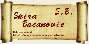 Spira Bacanović vizit kartica